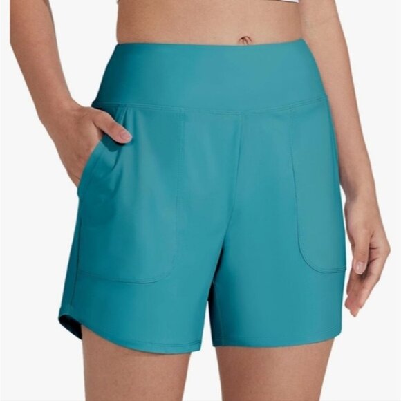 WILLIT | Women's Atoll Quick Dry High Waisted Swim Board Shorts UPF 50+ - Picture 1 of 10